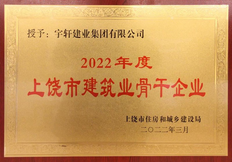 2022年上饶市建筑业骨干企业